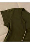 Green Notch Neck Short Sleeve Top - 3