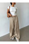 Khaki Wide Leg Satin Trousers - 5