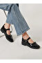 Black Patent Mary Jane Flats with Bow Detail - 7