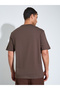 Brown Embroidery and Print Crew Neck Oversized T-Shirt - 5