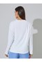 White Round Neck Long Sleeve T-Shirt with D-Ring Waist Detail - 5