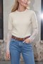 Short Sleeve Sweater with Lace Detail on the Sleeves Ecru - 3