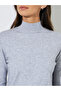 Grey Solid High Neck Ribbed Jumper - 4