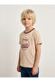 Boys Beige Graphic Print Contrast Crew Neck Regular Fit T-Shirt By Juniorloom - 2