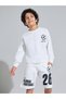 Teen Boys Off White Graphic Print Long Sleeves Sweatshirt and Shorts Set - 2