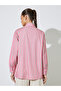 Pink Striped Long Sleeves Oversized Shirt with Tank Top - 5