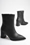 Women's Pointed Toe Black 7.5 cm Thick Heeled Winter Boots - 4