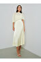 Beige Cape Sleeve Midi Dress - 3