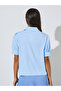 Blue Solid Puff Short Sleeves Shirt - 5