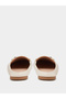 Beige Flat Mules with Gold Buckle Detail - 5