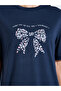 Navy Blue Leopard Bow Print Ruffled hem Sleep T-Shirt Dress - 3