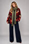 Women's Burgundy Embroidered Kimono Collar Cashmere Jacket Floral Patterned Oversize Bohemian Pinterest - 5