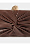 Brown Ruched Hardcase Clutch with Chain Strap - 4