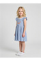 Girls Light Blue Striped Fit and Flare Knee-Length Dress By Juniorloom - 2
