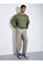 Men Olive Slogan Print Relaxed Sweatshirt - 2