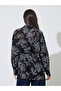 Navy Blue Eyelet Embroidered Longline Oversized Shirt - 6