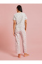 Grey All Over Heart Print T-Shirt and Straight Pants Pyjama Set - 6