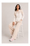 Women's Shirted Long Sleeve Premium Modal Top and Bottom Tracksuit Set - Stone - 2