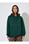 Dark Green Slogan Print Longline Relaxed Fit Hoodie - 4