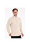 Kemik Men's 80% Wool 20% Acrylic V Pattern Knitted Half Zipper Stand Collar Knitwear Sweater Trist-5363 - 3
