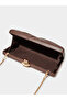 Brown Ruched Hardcase Clutch with Chain Strap - 5