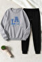Unisex California 1987 Design Printed Crew Neck Sweatshirt - 2-Piece Tracksuit Set