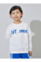 Boys White Graphic Print Sweatshirt and Blue Side Striped Joggers - 2
