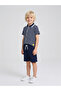 Boys Navy Blue Striped Shirt and Shorts Set By Juniorloom - 2