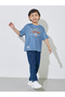 Boys Acid Blue Graphic Print Patchwork Oversized T-Shirt - 2