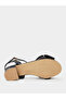 Black Ankle Strap Bow Block Heel Sandals - 6