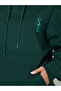 Dark Green Slogan Print Longline Relaxed Fit Hoodie - 3