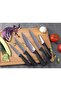 Essential 6 Piece Knife Set With Wooden Block - Silver And Black, Stainless Steel - 4