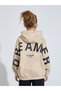 Teen Girls Beige Back Print Oversized Hoodie - 5