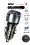 60W Dual USB-C Fast Car Charger, Transparent Shell Exclusive Mold, Multi-Protection Universal Car Power Adapter for Smartphones
