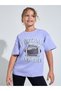 Teen Girls Blue Graphic Print Oversized T-Shirt - 3