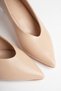Women's Beige Pointed Toe 4 cm Short Thin Heeled Stiletto Shoes - 6