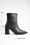 Women's Pointed Toe Black 7.5 cm Thick Heeled Winter Boots - 2
