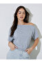 Grey Solid Asymmetrical Shoulder Regular T-shirt - 3