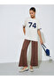 Brown Solid Wide Leg Pants - 2