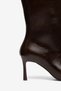 Bitter Brown Shiny Thin High Heeled Boots with Middle Stitching Detail - 5
