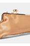Beige Frame Clutch with Clasp Closure and Chain Strap - 4