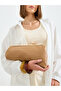 Beige Frame Clutch with Clasp Closure and Chain Strap - 2