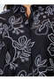 Navy Blue Eyelet Embroidered Longline Oversized Shirt - 5