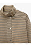 Zippered Pocket Detailed Buttoned Stand Collar Long Sleeve Plaid Jacket - 8
