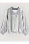 Gray Women's V-Neck Detailed Oversize Sweatshirt - 2