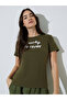 Olive Slogan Print Regular Fit T-shirt - 3