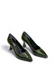 Women's Stiletto Crocodile Green Shiny Pointed Toe Medium Heel F701 - 6
