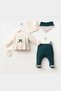 Minizyn 7078 Baby Girl Victoria Ecru Emerald Lace Newborn 5-Piece Bodysuit Set - 3