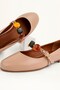 Women's Beige Comfortable Daily Ballet Shoes with Stone Top Decoration - 3