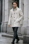 Men's Cream Slim Fit Long Cashmere Coat